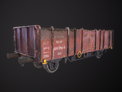 Vag&atilde;o ferrovi&aacute;rio de carv&atilde;o usado Ekkl Modelo 3D