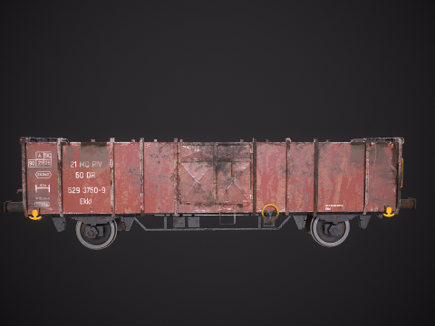 Vag&atilde;o ferrovi&aacute;rio de carv&atilde;o usado Ekkl Modelo 3D