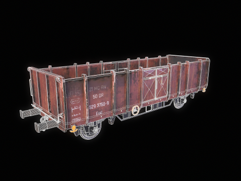 Vag&atilde;o ferrovi&aacute;rio de carv&atilde;o usado Ekkl Modelo 3D