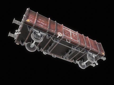 Vag&atilde;o ferrovi&aacute;rio de carv&atilde;o usado Ekkl Modelo 3D