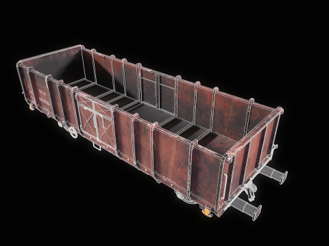 Vag&atilde;o ferrovi&aacute;rio de carv&atilde;o usado Ekkl Modelo 3D