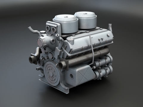 Танковый двигатель V12 времен Второй мировой войны 3D Модель