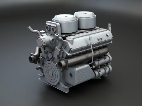 WWII V12 टैंक इंजन 3D मॉडल