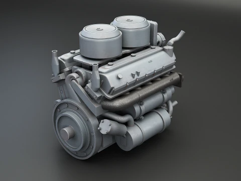 WWII V12 Tank Engine 3D Model