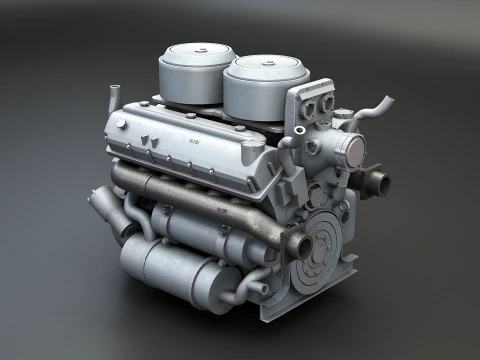 WWII V12 Tank Engine 3D Model