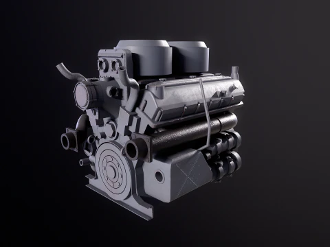 WWII V12 Tank Engine 3D Model