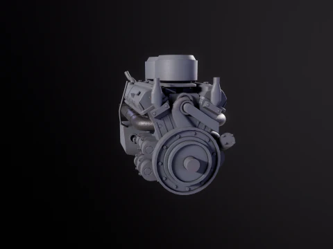 WWII V12 Tank Engine 3D Model