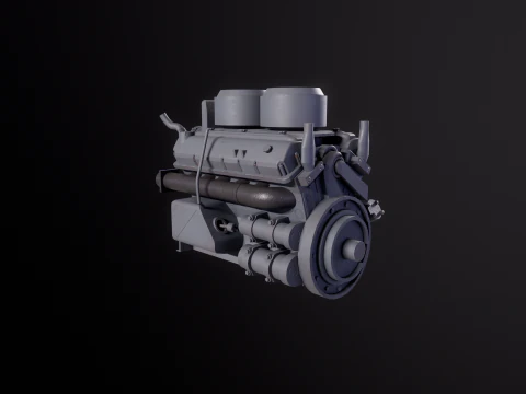 WWII V12 Tank Engine 3D Model