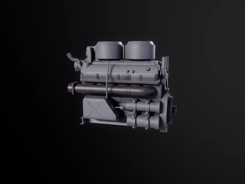 WWII V12 Tank Engine 3D Model