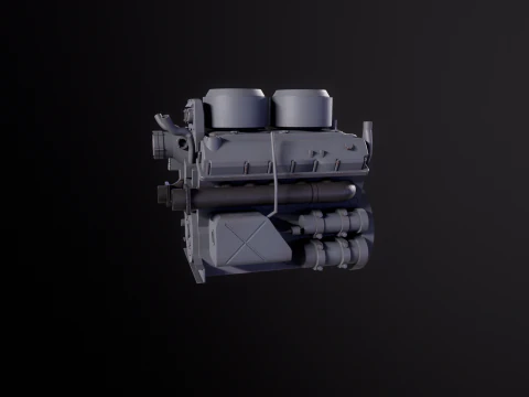 WWII V12 Tank Engine 3D Model