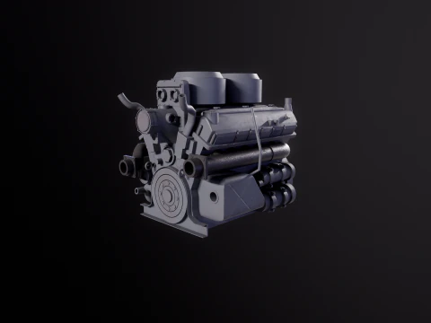 WWII V12 Tank Engine 3D Model