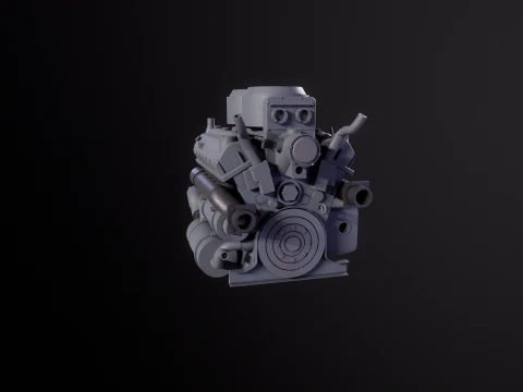 WWII V12 Tank Engine 3D Model