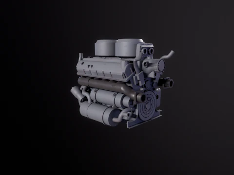 WWII V12 Tank Engine 3D Model