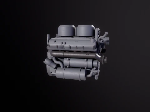 WWII V12 Tank Engine 3D Model