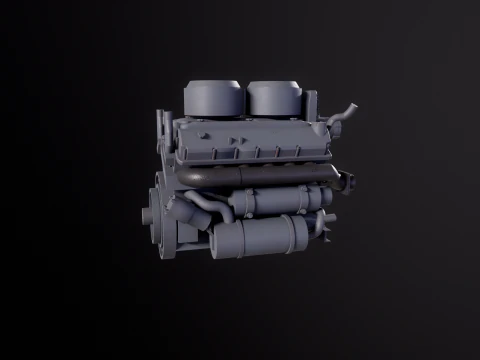 WWII V12 Tank Engine 3D Model