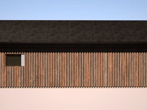 Drewniany garaż na samoch&oacute;d i motocykl z małym warsztatem Model 3D