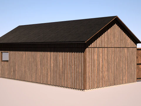 Drewniany garaż na samoch&oacute;d i motocykl z małym warsztatem Model 3D