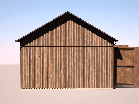 Drewniany garaż na samoch&oacute;d i motocykl z małym warsztatem Model 3D