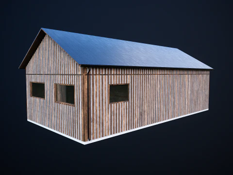 Drewniany garaż na samoch&oacute;d i motocykl z małym warsztatem Model 3D