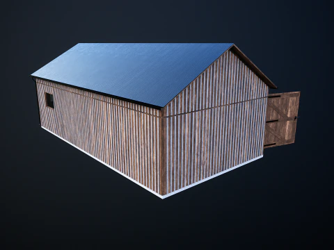 Drewniany garaż na samoch&oacute;d i motocykl z małym warsztatem Model 3D