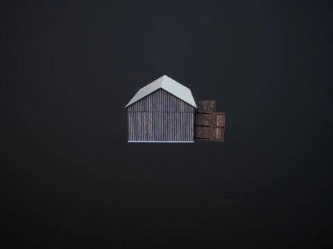 Drewniany garaż na samoch&oacute;d i motocykl z małym warsztatem Model 3D