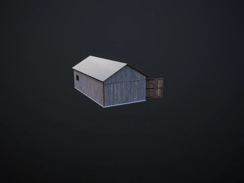 Drewniany garaż na samoch&oacute;d i motocykl z małym warsztatem Model 3D