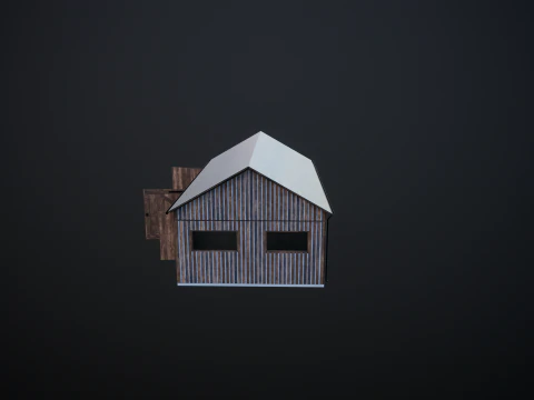 Drewniany garaż na samoch&oacute;d i motocykl z małym warsztatem Model 3D