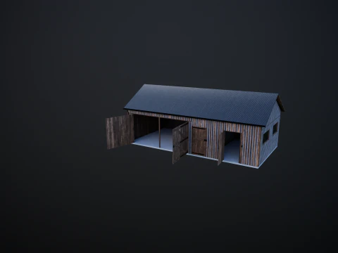 Drewniany garaż na samoch&oacute;d i motocykl z małym warsztatem Model 3D