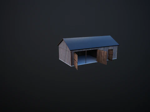 Drewniany garaż na samoch&oacute;d i motocykl z małym warsztatem Model 3D