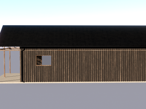 小さなワークショップ付きの車とバイク用の木製ガレージ V2 3Dモデル