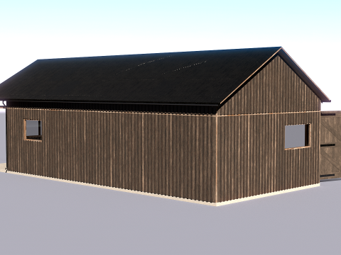 小さなワークショップ付きの車とバイク用の木製ガレージ V2 3Dモデル