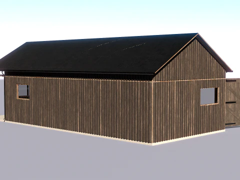 Garasi Kayu untuk Mobil dan Sepeda Motor dengan Bengkel Kecil V2 Model 3D