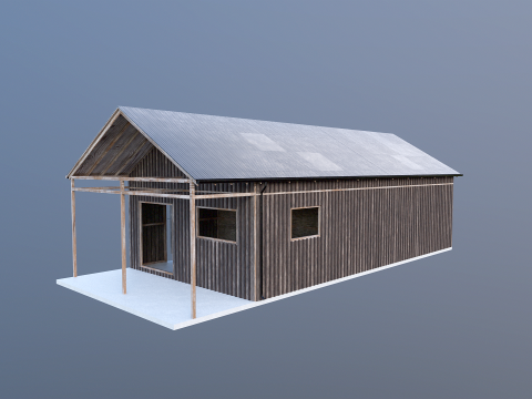 小さなワークショップ付きの車とバイク用の木製ガレージ V2 3Dモデル