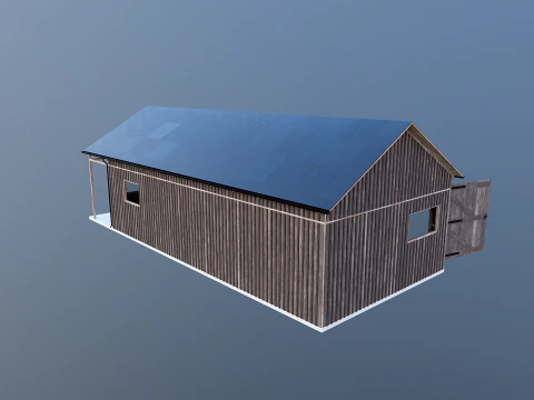 Garasi Kayu untuk Mobil dan Sepeda Motor dengan Bengkel Kecil V2 Model 3D