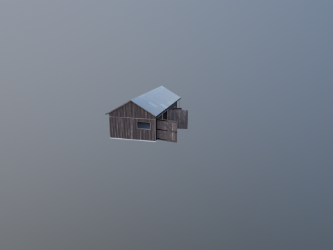 小さなワークショップ付きの車とバイク用の木製ガレージ V2 3Dモデル