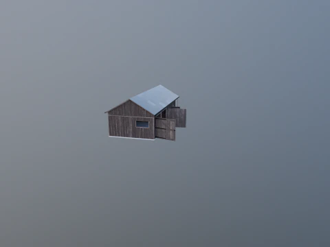 Garasi Kayu untuk Mobil dan Sepeda Motor dengan Bengkel Kecil V2 Model 3D