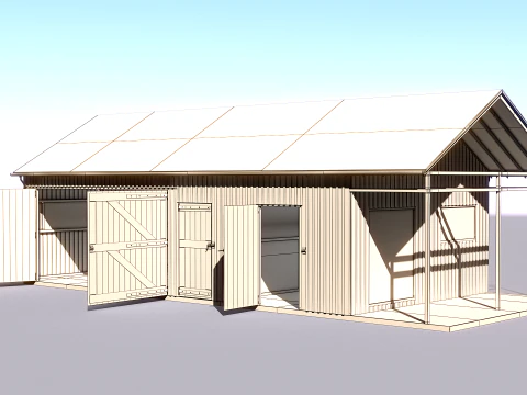 Garasi Kayu untuk Mobil dan Sepeda Motor dengan Bengkel Kecil V2 Model 3D