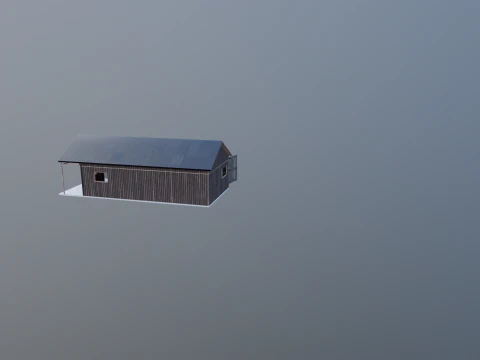 Garasi Kayu untuk Mobil dan Sepeda Motor dengan Bengkel Kecil V2 Model 3D