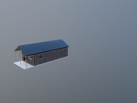 小さなワークショップ付きの車とバイク用の木製ガレージ V2 3Dモデル