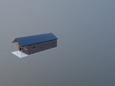 Garasi Kayu untuk Mobil dan Sepeda Motor dengan Bengkel Kecil V2 Model 3D