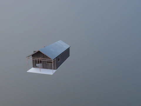 Garasi Kayu untuk Mobil dan Sepeda Motor dengan Bengkel Kecil V2 Model 3D