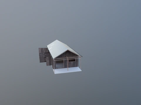 Garasi Kayu untuk Mobil dan Sepeda Motor dengan Bengkel Kecil V2 Model 3D