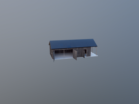 小さなワークショップ付きの車とバイク用の木製ガレージ V2 3Dモデル