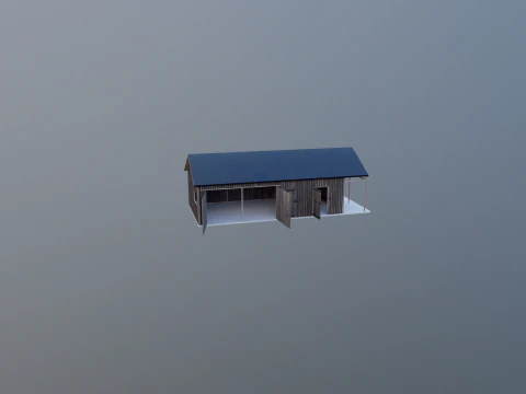 Garasi Kayu untuk Mobil dan Sepeda Motor dengan Bengkel Kecil V2 Model 3D