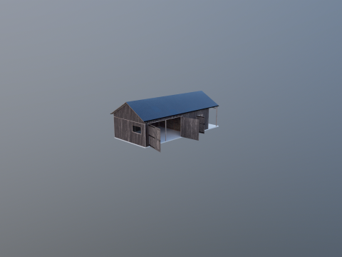 小さなワークショップ付きの車とバイク用の木製ガレージ V2 3Dモデル