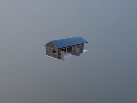 Garasi Kayu untuk Mobil dan Sepeda Motor dengan Bengkel Kecil V2 Model 3D