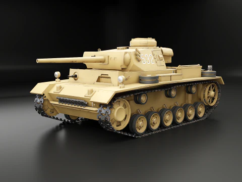 जर्मन पैंजर III औसफ़ एम WWII टैंक 3D मॉडल