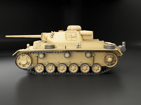 Tank Panzer III ausf M Perang Dunia II Jerman Model 3D