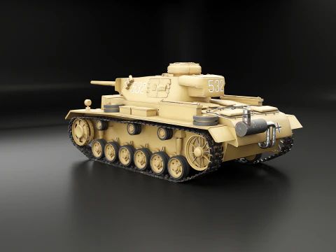 Tank Panzer III ausf M Perang Dunia II Jerman Model 3D