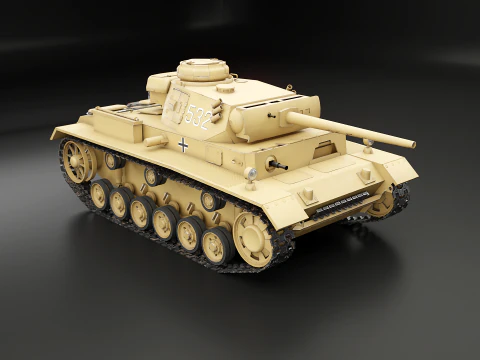 Tank Panzer III ausf M Perang Dunia II Jerman Model 3D